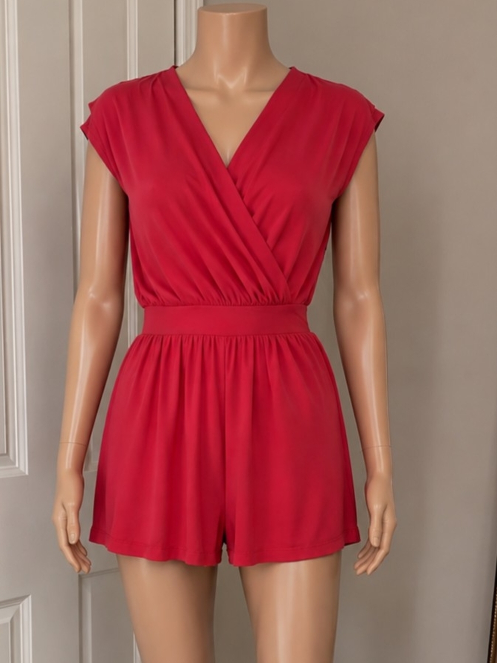 Red Wrap Romper Jumpsuit